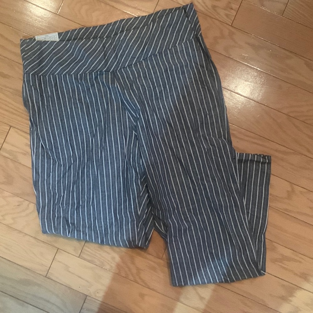 NWT 100% Simply Noelle Jean navy color striped pants xxl